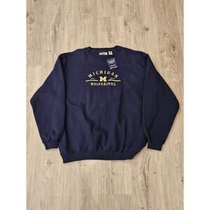 New Vesi Sportswear Embroidered Michigan Wolverines Sweatshirt Men's XL Blue